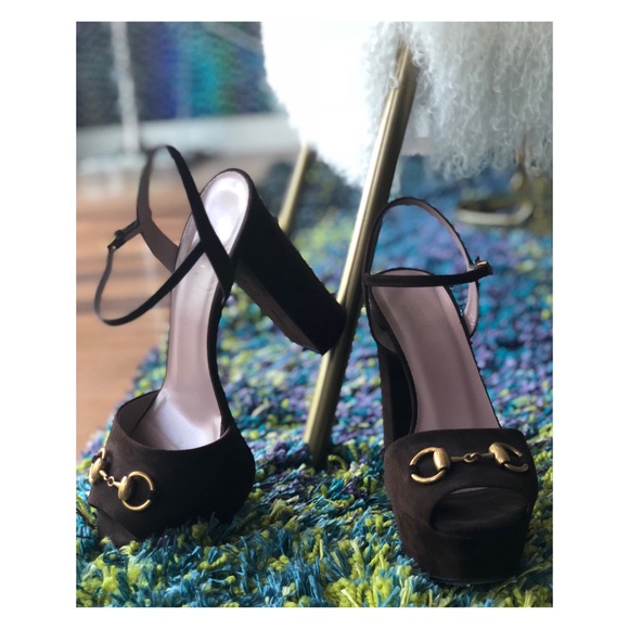 Gucci Shoes - Gucci // Horsebit Claudie Dark Suede Sandals